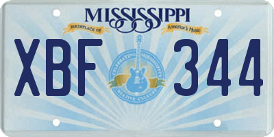 MS license plate XBF344