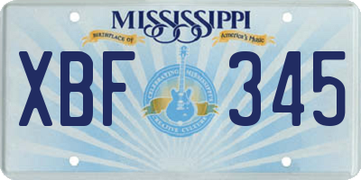 MS license plate XBF345