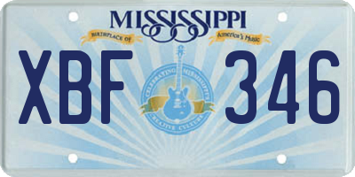 MS license plate XBF346