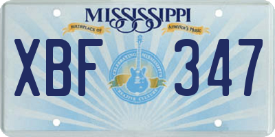MS license plate XBF347