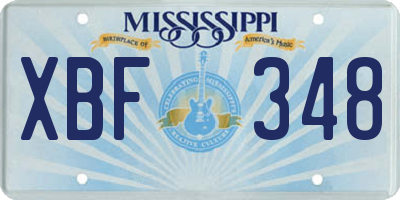 MS license plate XBF348