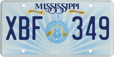 MS license plate XBF349