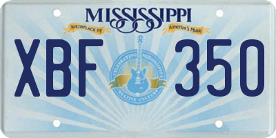 MS license plate XBF350