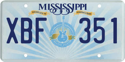 MS license plate XBF351