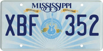 MS license plate XBF352