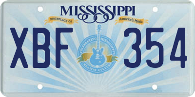 MS license plate XBF354