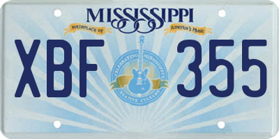 MS license plate XBF355