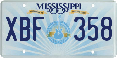 MS license plate XBF358