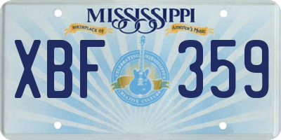 MS license plate XBF359
