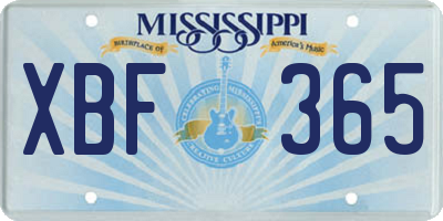 MS license plate XBF365