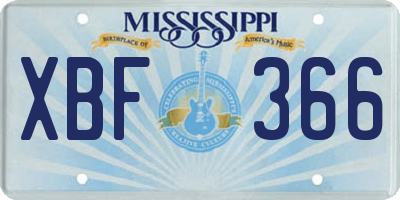 MS license plate XBF366