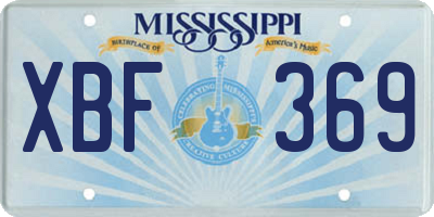 MS license plate XBF369