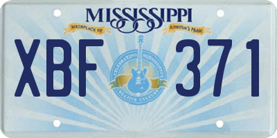 MS license plate XBF371