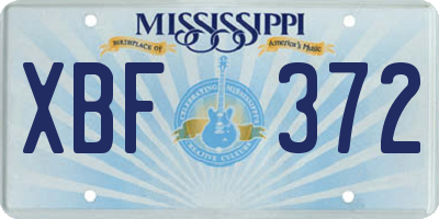 MS license plate XBF372