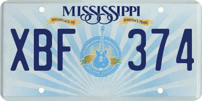 MS license plate XBF374