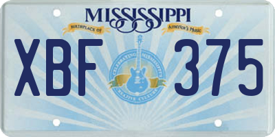MS license plate XBF375