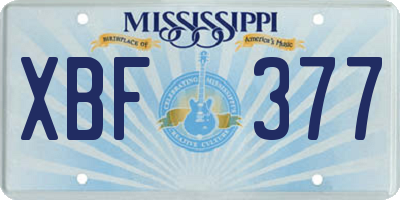 MS license plate XBF377