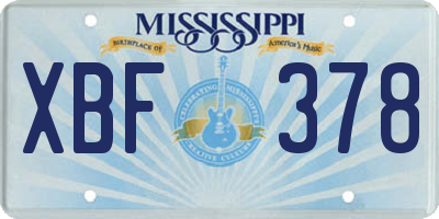 MS license plate XBF378