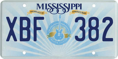 MS license plate XBF382