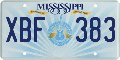MS license plate XBF383