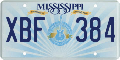 MS license plate XBF384