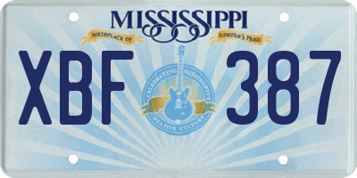 MS license plate XBF387