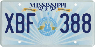 MS license plate XBF388
