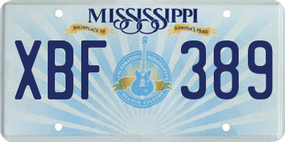 MS license plate XBF389