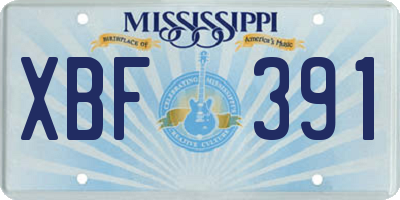 MS license plate XBF391