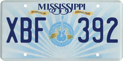 MS license plate XBF392