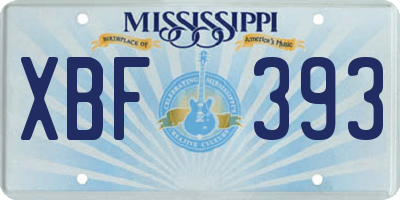MS license plate XBF393