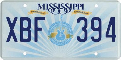 MS license plate XBF394