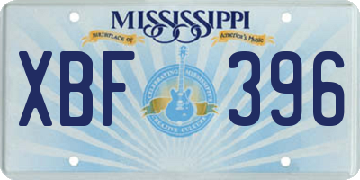 MS license plate XBF396