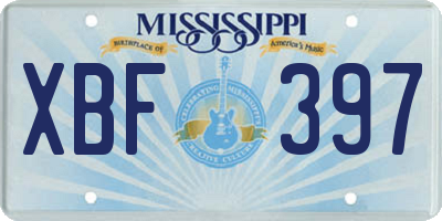 MS license plate XBF397