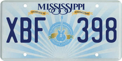 MS license plate XBF398