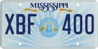 MS license plate XBF400