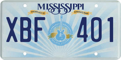 MS license plate XBF401