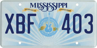 MS license plate XBF403