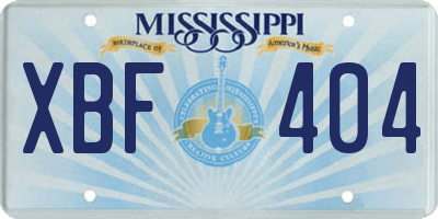 MS license plate XBF404