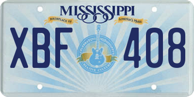 MS license plate XBF408