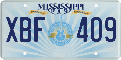 MS license plate XBF409