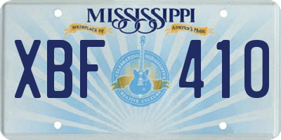 MS license plate XBF410
