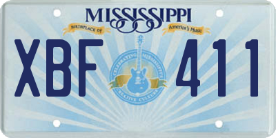 MS license plate XBF411