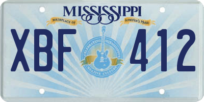 MS license plate XBF412