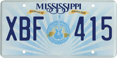 MS license plate XBF415