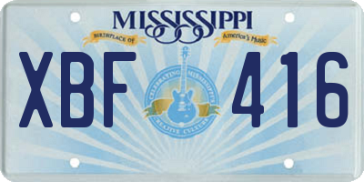 MS license plate XBF416