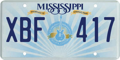 MS license plate XBF417