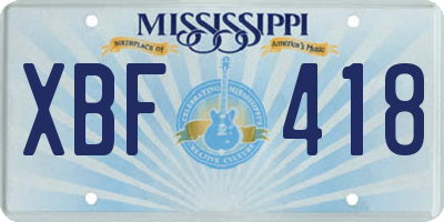 MS license plate XBF418