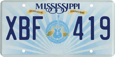 MS license plate XBF419