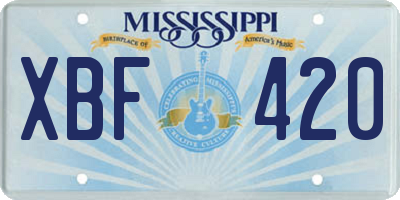 MS license plate XBF420